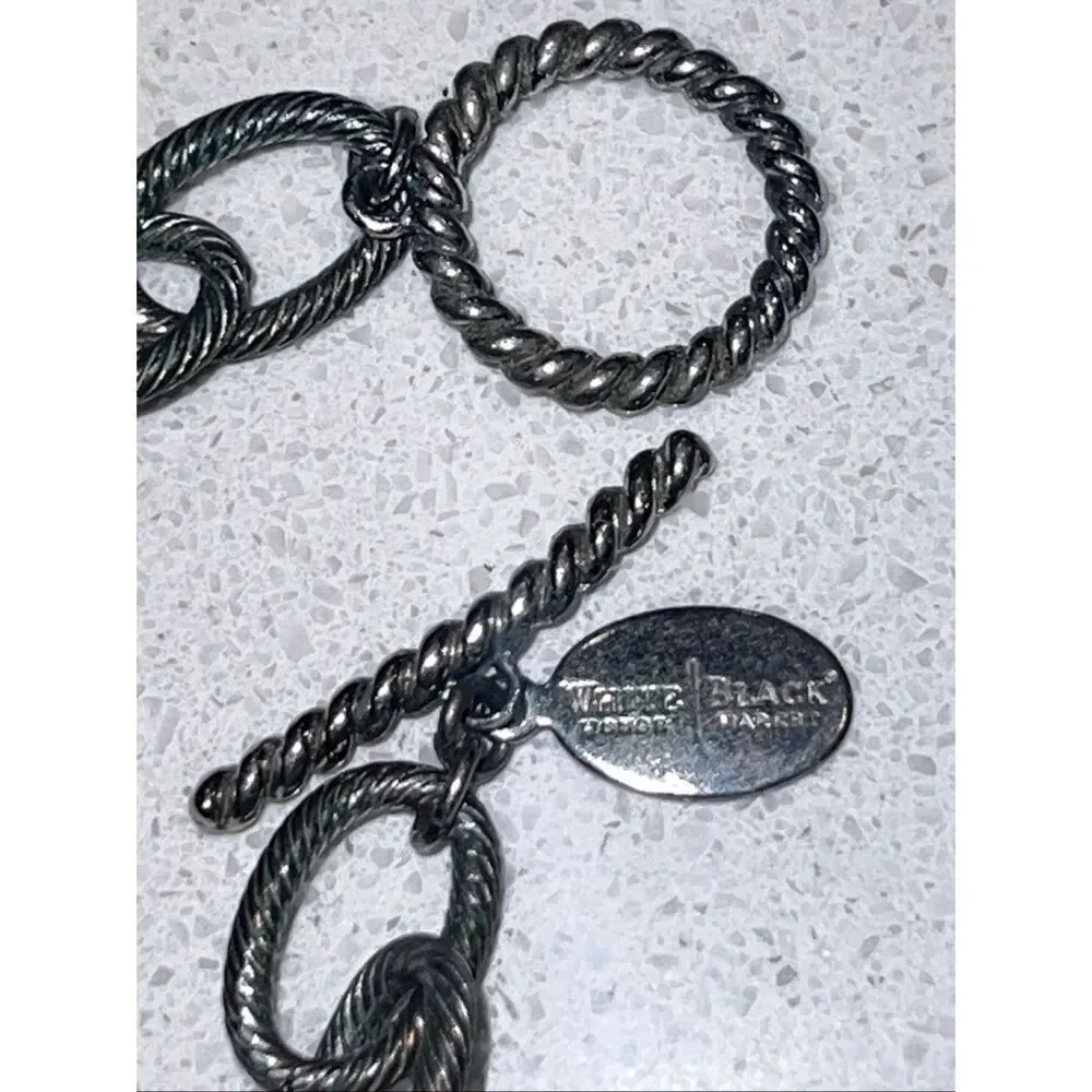 White House Black Market Women's Double Loop Link Statement Necklace Silver OS